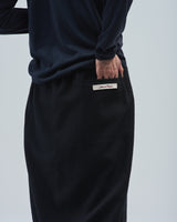 BED j.w. FORD "Lap robe – Black" Wrap Skirt｜ベッドフォード "ラップローブ – ブラック" 巻きスカート メンズモデル着用