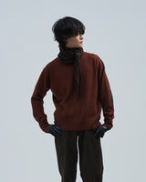 BED j.w. FORD "1.5 oaks – Brown" Scarf Knit Sweater｜ベッドフォード "1.5 オークス – ブラウン" スカーフニットセーター メンズモデル着用