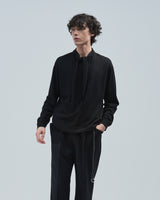 BED j.w. FORD "2.5 quintet – Black" Layered Knit Sweater｜ベッドフォード "2.5 クインテット – ブラック" レイヤードニットセーター メンズモデル着用