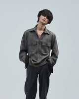 BED j.w. FORD "Two Pockets – Black×White" Pullover Shirts｜ベッドフォード "ツーポケッツ – ブラック×ホワイト" プルオーバーシャツ メンズモデル着用