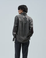 BED j.w. FORD "Two Pockets – Black×White" Pullover Shirts｜ベッドフォード "ツーポケッツ – ブラック×ホワイト" プルオーバーシャツ メンズモデル着用