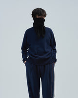 BED j.w. FORD "1.5 oaks – Navy" Scarf Knit Sweater｜ベッドフォード "1.5 オークス – ネイビー" スカーフニットセーター メンズモデル着用