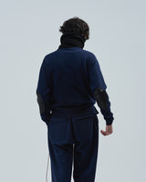 BED j.w. FORD "1.5 oaks – Navy" Scarf Knit Sweater｜ベッドフォード "1.5 オークス – ネイビー" スカーフニットセーター メンズモデル着用