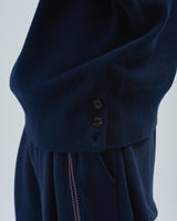 BED j.w. FORD "1.5 oaks – Navy" Scarf Knit Sweater｜ベッドフォード "1.5 オークス – ネイビー" スカーフニットセーター メンズモデル着用