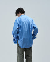 BED j.w. FORD "Nice Detail – Saxblue" No Collar Shirts｜ベッドフォード "ナイスディテール – サックスブルー" ノーカラーシャツ メンズモデル着用