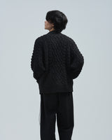 BED j.w. FORD "Cowichan – Black" Cowichan Knit Sweater｜ベッドフォード "カウチン – ブラック" カウチンセーター メンズモデル着用