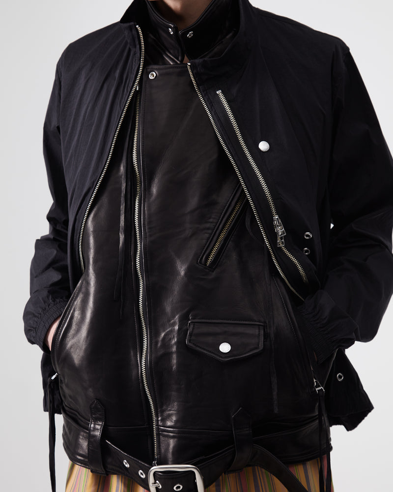 Layered Leather Vest – Black