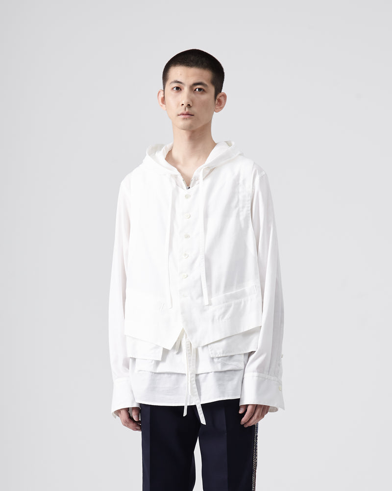 Layered Pullover Vest Shirt – White