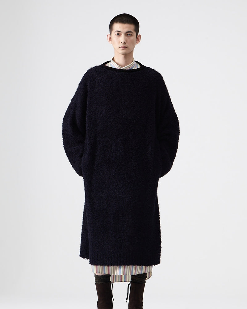 Line Fur Long Pullover – Navy
