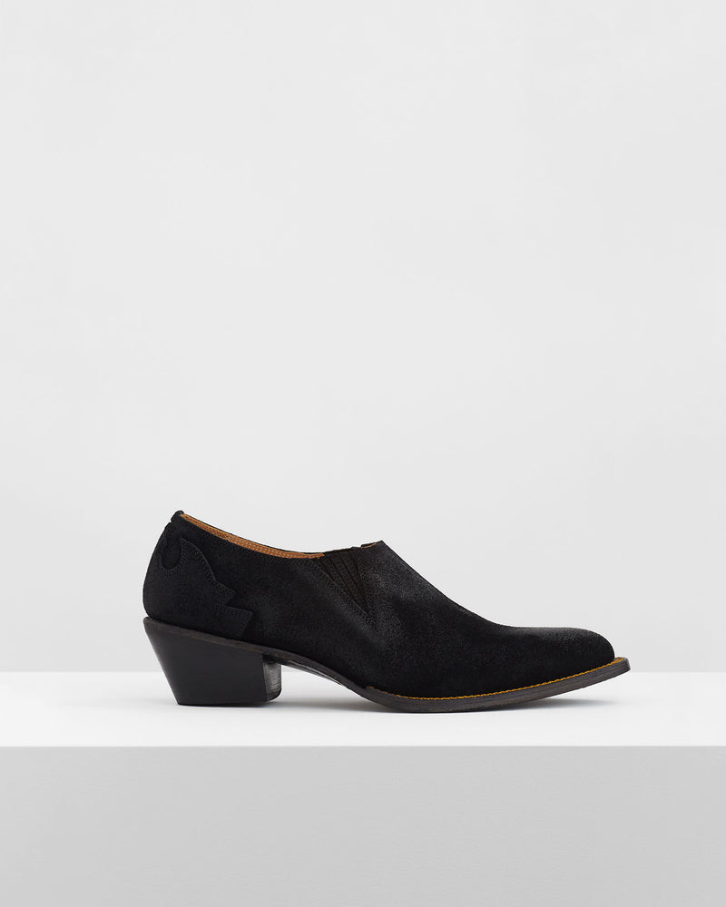Suede Western Shoes – Black
